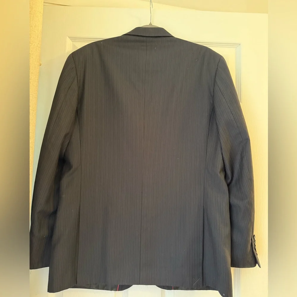Vinci Men's 3-Button Pinstripe Suit Jacket Blazer Black Sz 40R‎ Italian Design